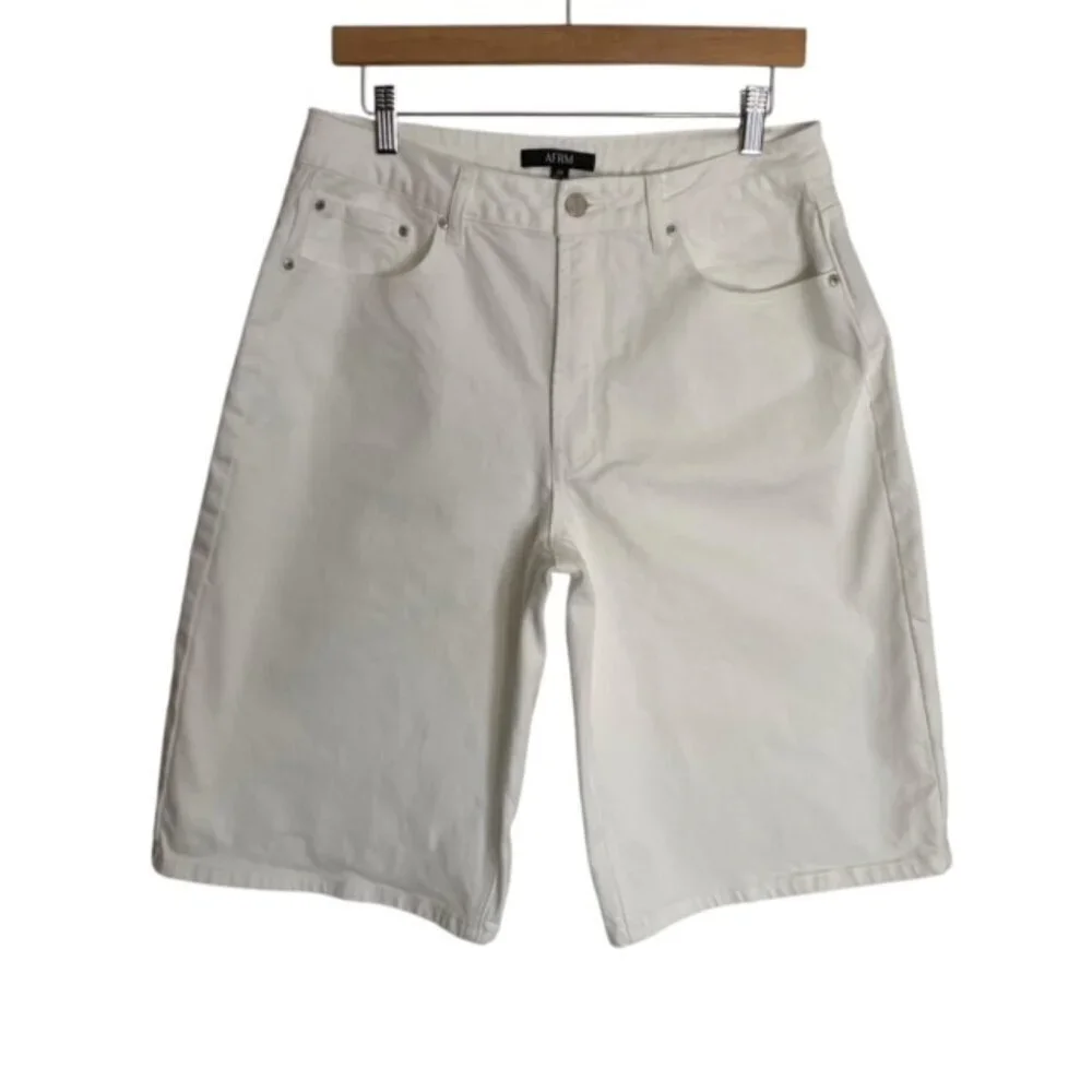 AFRM White Derby Baggy Denim Shorts 29
